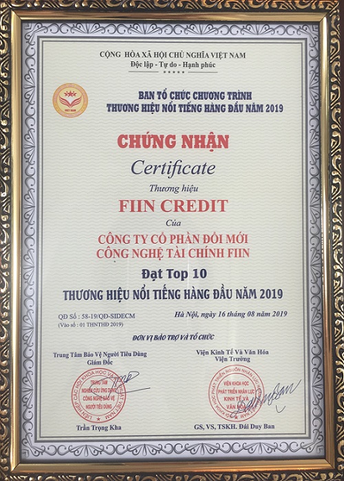 Sau nhiều thành tựu đạt được, Fiin đã vinh dự nhận giải thưởng “Thương hiệu nổi tiếng hàng đầu 2019” của Việt Nam.